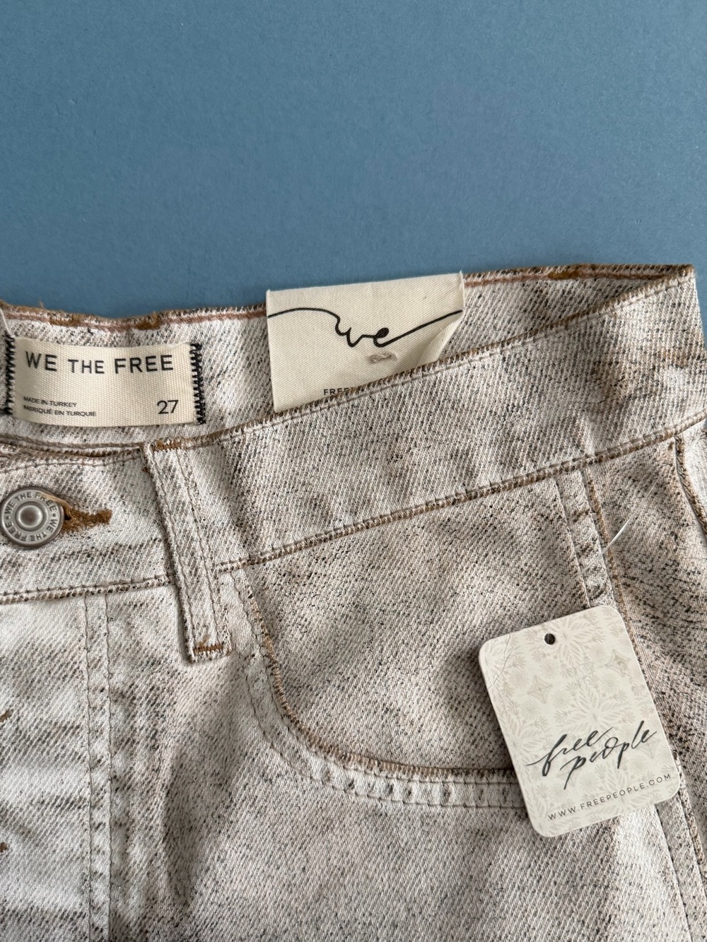 NWT Free People We The Free Good Luck White Coated Barrel Jeans - Picture 7 of 8